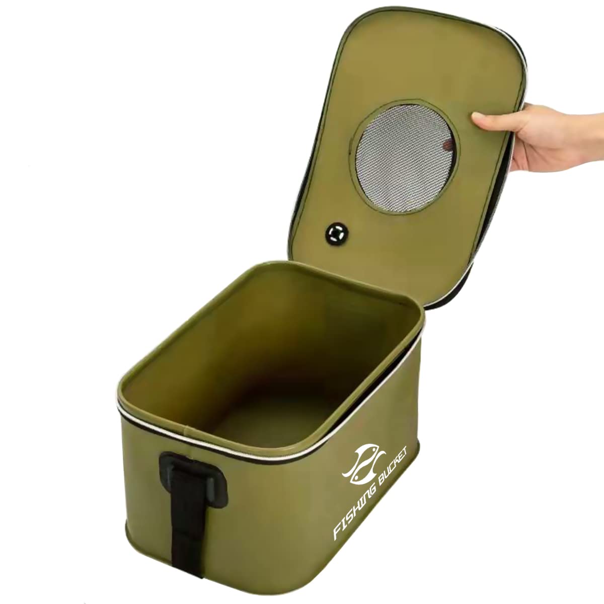 Collapsible Foldable Fish Bucket Live Fish Container Multi-Functional Live Lures Bucket Outdoor EVA Fishing Box 12L 3gallon