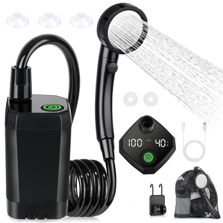 Hot Sale Portable 6000mAh Rechargeable Electric Shower Pump for Camping 