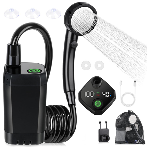 Hot Sale Portable 6000mAh Rechargeable Electric Shower Pump for Camping 