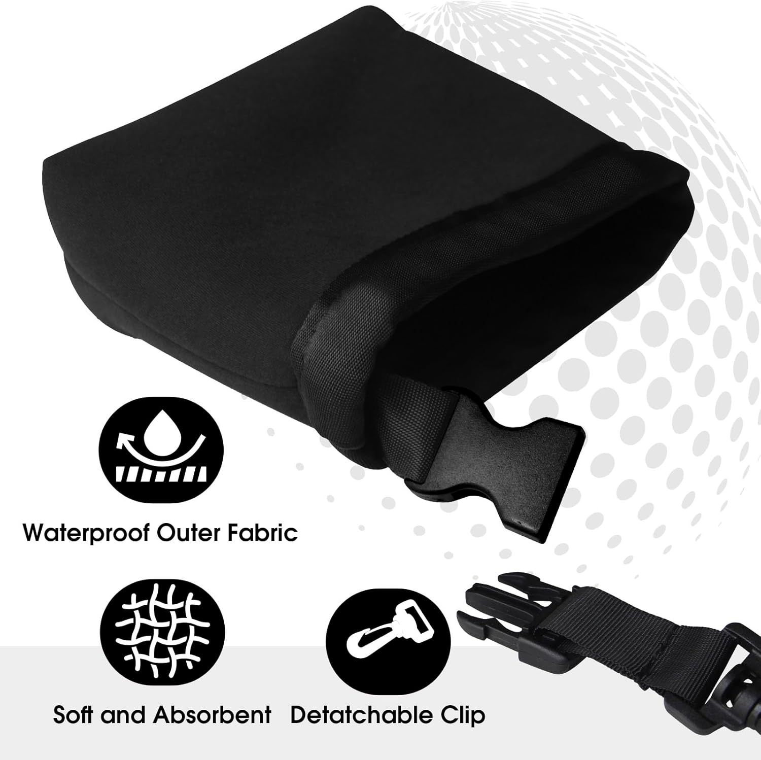 Outdoor Sport Golf Ball Cleaning Bag Waterproof Clean Face Technology Liner Detachable Clip Machine Washable Cleans Club Grooves