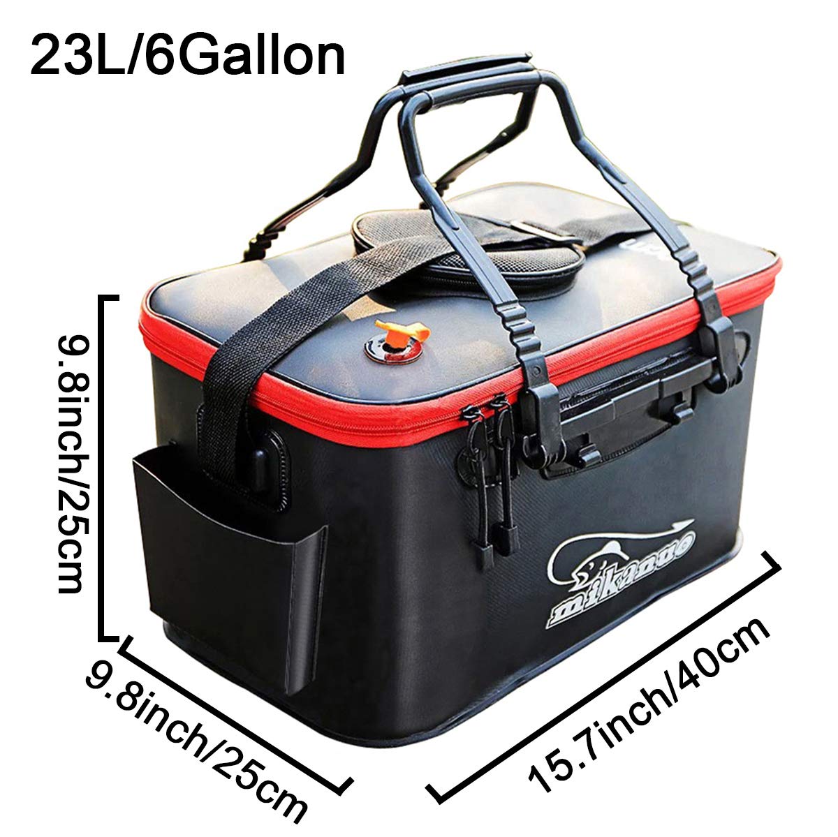 23L 6gallon Collapsible Foldable Fish Bucket Live Fish Container Multi-Functional Fish Live Lures Bucket Outdoor EVA Fishing Box for Fishing