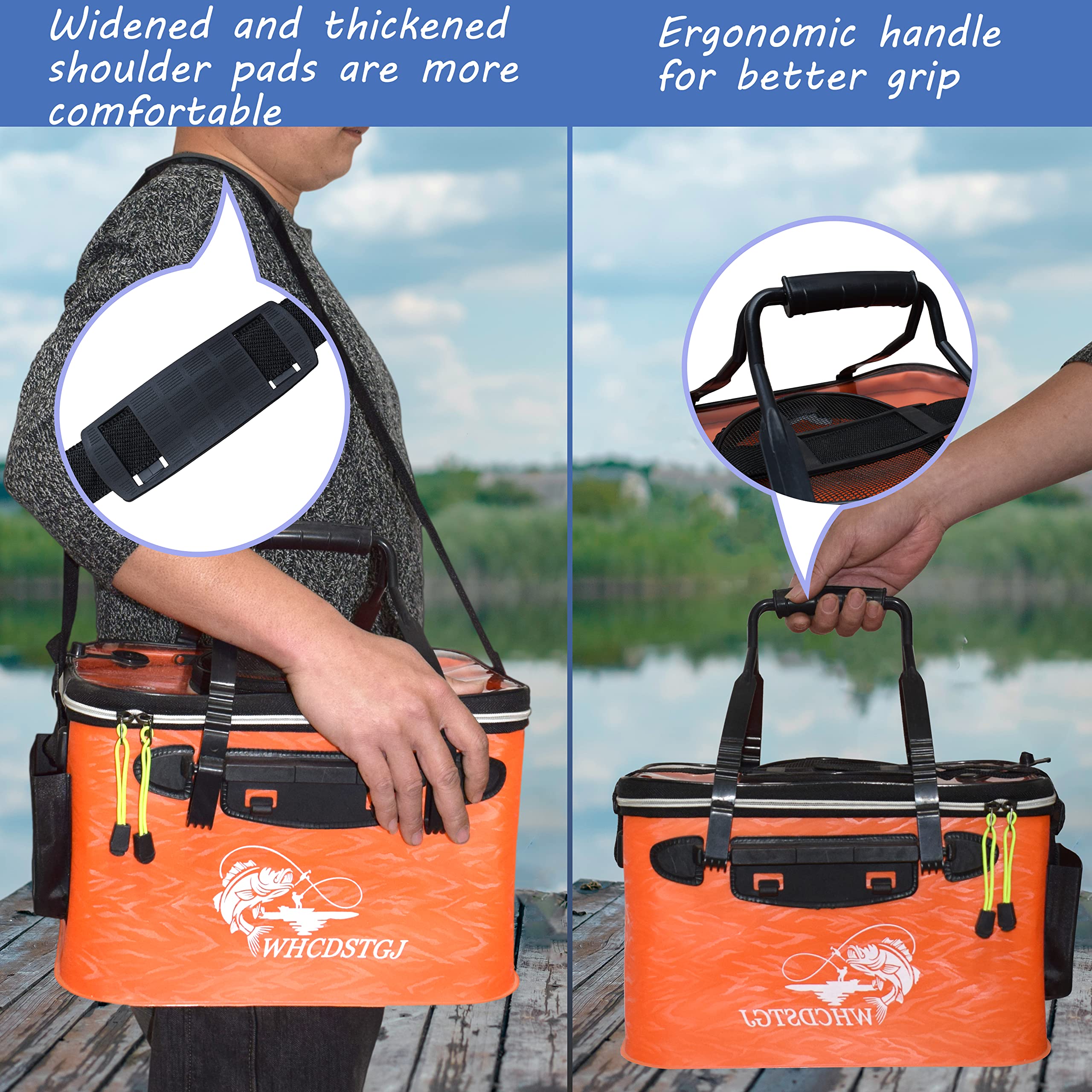 Durable EVA Material Outdoor Fishing Tackle Boxes 4 Gallons Transparent Lid Bait Bucket for Streams and Lakes