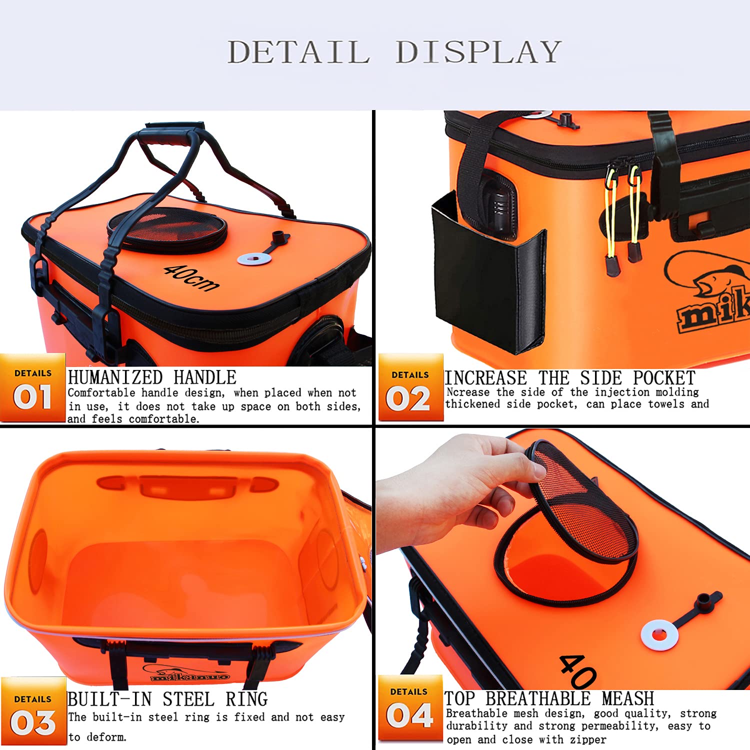 10 Gallon 35LFishing Foldable Fish Bucket Fish Container Multi-Functional Live Outdoor EVA Fishing Bag Keep the Bait Fresh Fish Catch Alive