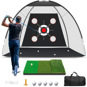 1 0x7ft Outdoor Golf Practice Nets Mat All-in-One Backyard Driving Chipping Swing Training with Archery Target Balls Bag