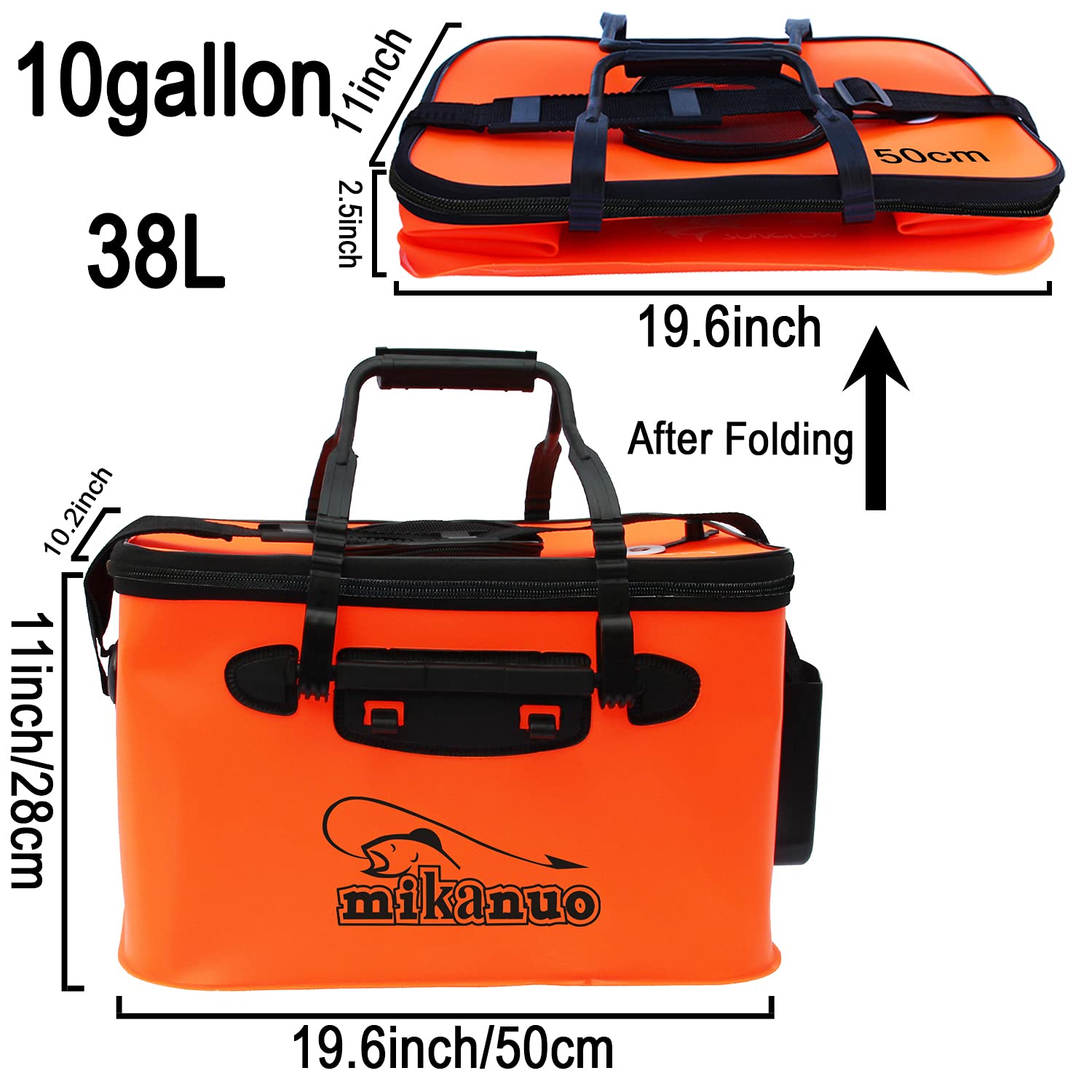 10 Gallon 35LFishing Foldable Fish Bucket Fish Container Multi-Functional Live Outdoor EVA Fishing Bag Keep the Bait Fresh Fish Catch Alive