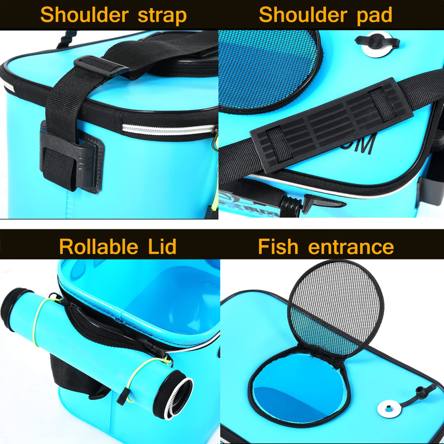 21L 4.5gallon Fish Container Multi-Functional Fish Live Lures Bucket Outdoor EVA Fishing Box for Fishing Collapsible Foldable Fish Bucket Live