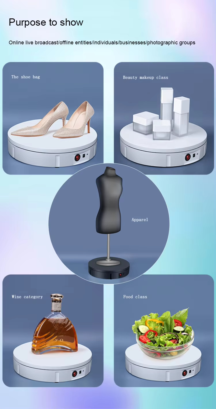 30cm Plastic Automatic Rotating Display Turntable 360 Revoing Shoe Rack with Max Load 100kg 