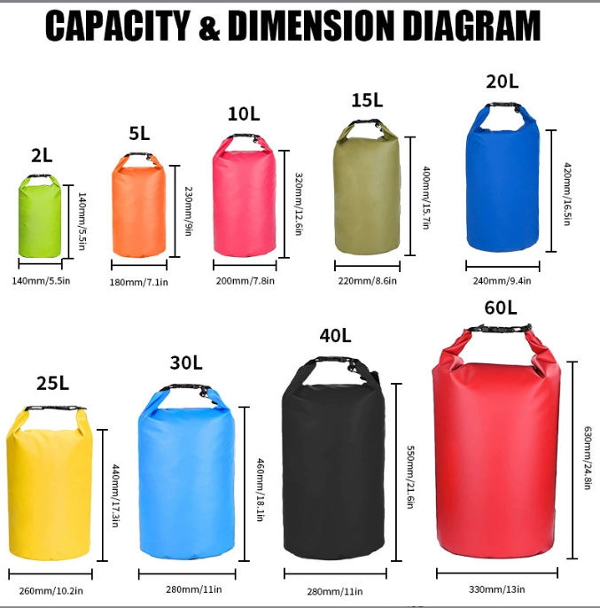 5L PVC Waterproof Soft Bag Portable Outdoor Diving Compression Storage for Men/Women Sports-for Swimming Rafting Kayak