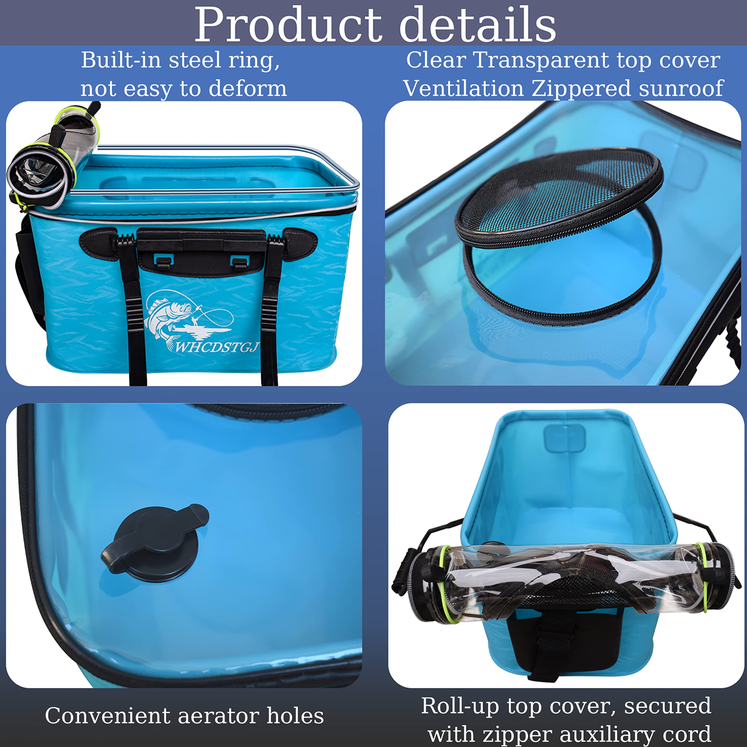 8gallon Durable EVA Material Outdoor Fishing Tackle Boxes with Transparent Lid Various Fishing Buckets