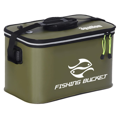 Collapsible Foldable Fish Bucket Live Fish Container Multi-Functional Live Lures Bucket Outdoor EVA Fishing Box 12L 3gallon