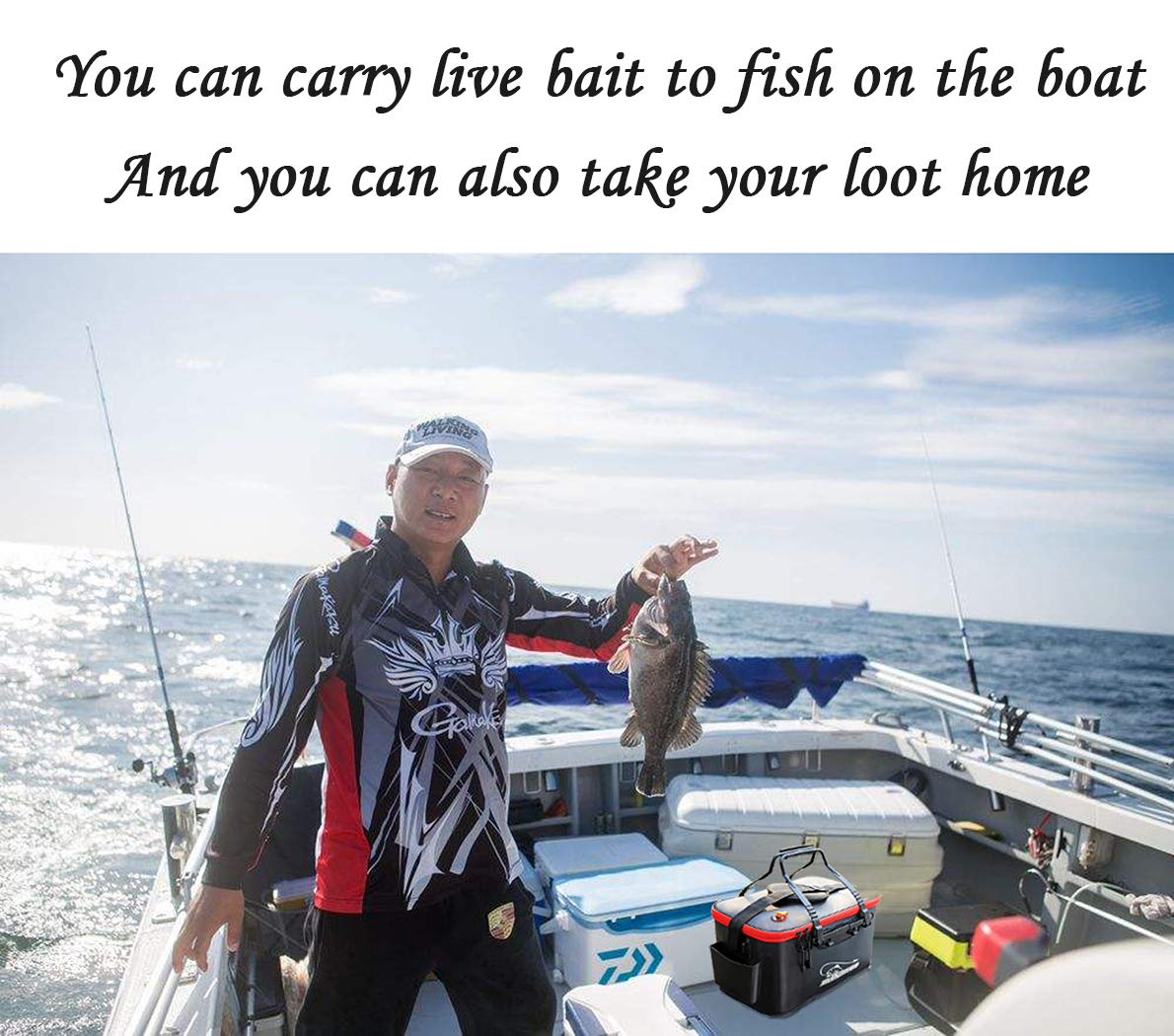 23L 6gallon Collapsible Foldable Fish Bucket Live Fish Container Multi-Functional Fish Live Lures Bucket Outdoor EVA Fishing Box for Fishing