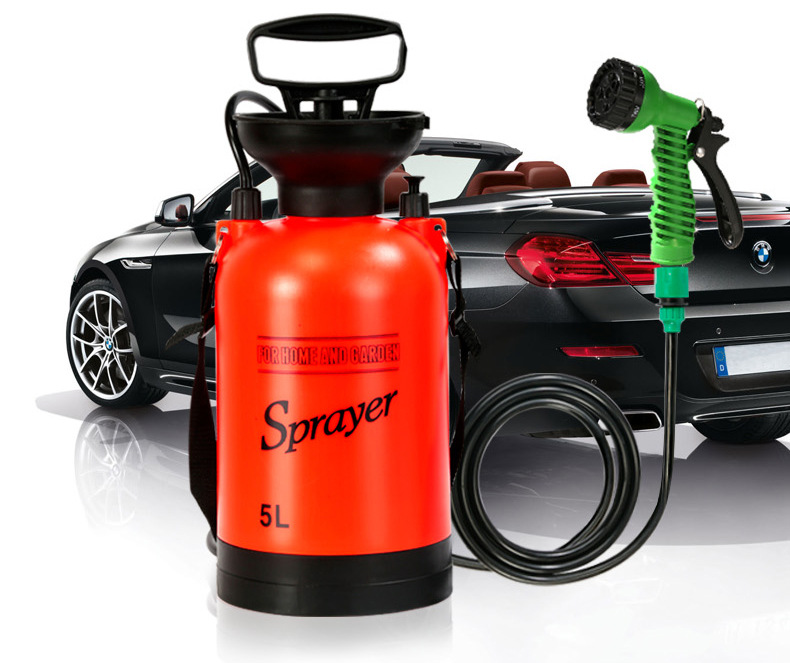 Outdoor 5L Sprayer Bottle with Hand Press Camping Shower And Removable Hose for Traveling Camping Gardening