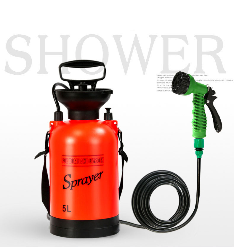 Outdoor 5L Sprayer Bottle with Hand Press Camping Shower And Removable Hose for Traveling Camping Gardening