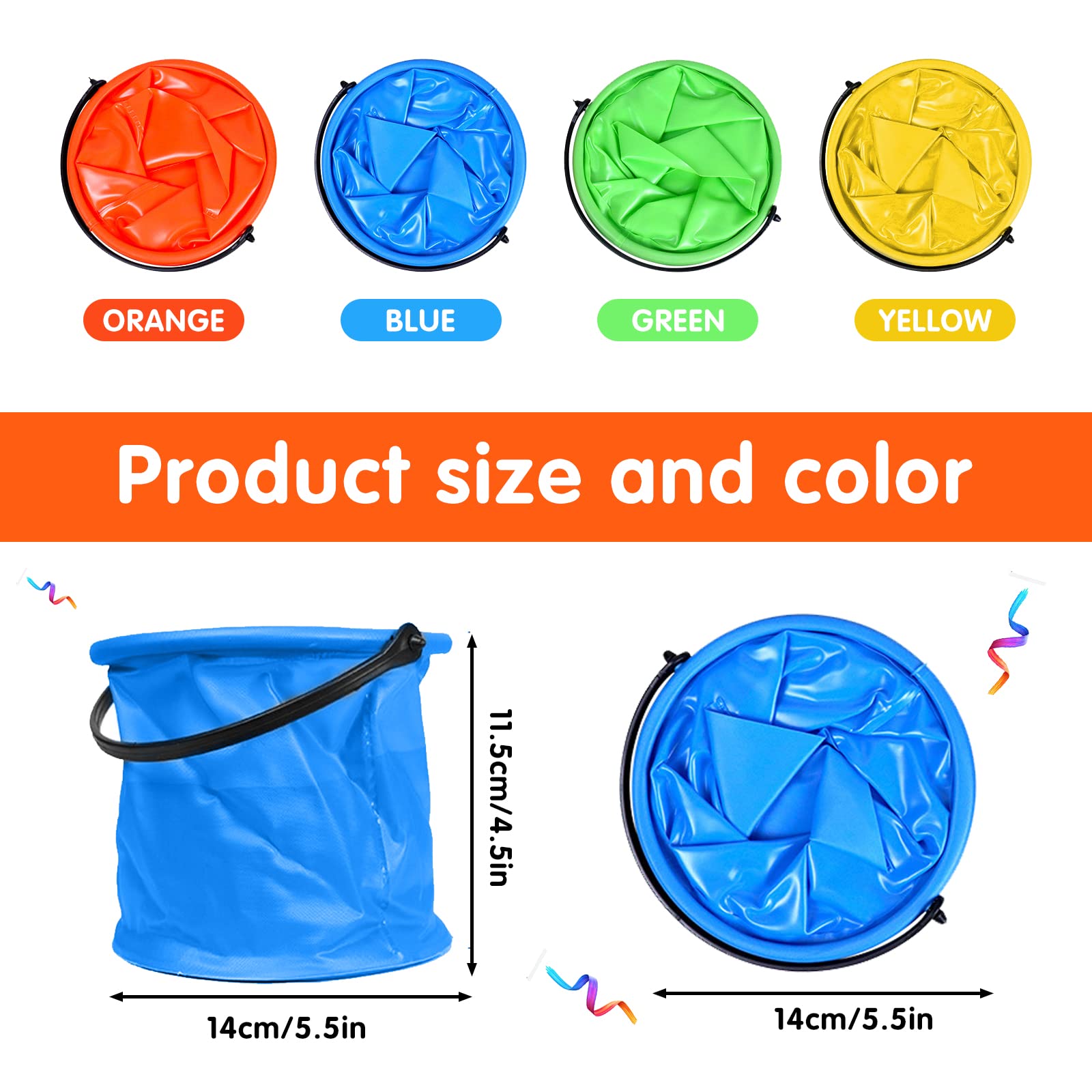 High Quality Foldable Beach Folding Bucket Portable 2L Small Colourful Fishing Bucket for Camping Fishing